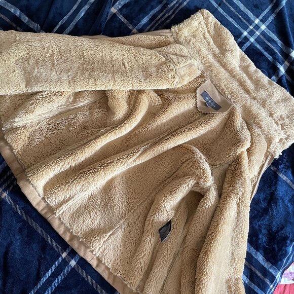 Liz Claiborne minky-soft shearling buckskin polyester jacket Womens L Macy’s - Picture 8 of 11